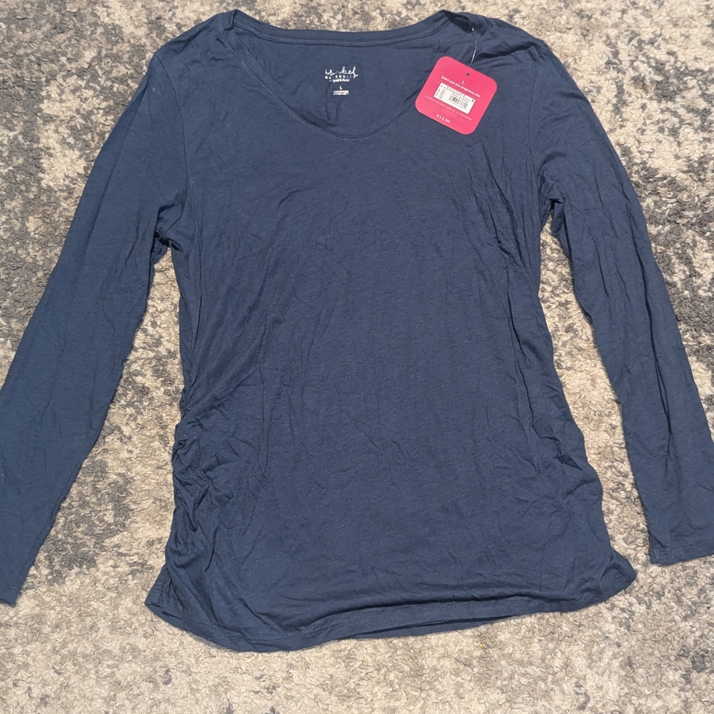 Isabel Maternity by Ingrid & Isabel Blue Fitted Long Sleeve Top